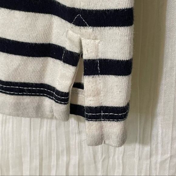 Banana Republic Shirt Medium Stripe Embellished Scoop Neckline Navy White - Picture 8 of 12